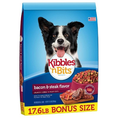 Kibbles 'n Bits Bacon & Steak Flavor Adult Complete & Balanced Dry Dog Food - 17.6lbs