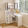 Okak 43.31IN Modern L Shaped Desk with Glass Cabinets, Corner Desk with Storage Shelves and Keyboard Tray, Computer Desk for Home, Office - 2 of 4