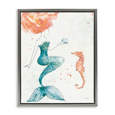 Stupell Industries Mermaid and Ocean Seahorse, 17" x 21"