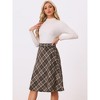 INSPIRE CHIC Women's Tartan Plaid High Waist Belted Vintage A-Line Midi Skirt - 2 of 4