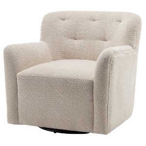 KINWELL 32.5" W Swivel Chenille Armchair Tufted Back Barrel Chair - 1 of 4