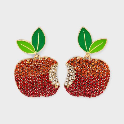 SUGARFIX by BaubleBar Hardcore Favorite Apple Statement Earrings - Red/Green