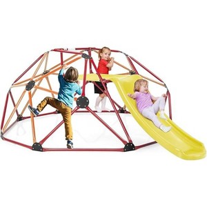 Costzon Climbing Dome with Slide, 8FT Jungle Gym Monkey Bar Set, 2-in-1 Indoor/Outdoor Geometric Dome Playground for Ages 3–8 (Backyard) - 1 of 4