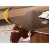Dolonm 31.5" Round Coffee Table w/4 Storage Shelves: Tempered Glass Top & Walnut MDF Frame, Space-Saving for Small Apartments - 4 of 4