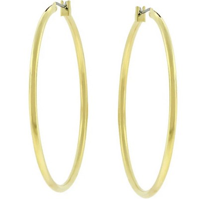 ShineHigh Large Hoop Earrings for Women – Lightweight Goldtone or Silvertone Hoops in Classic High-Shine Finish, Available in 44mm–46mm Sizes
