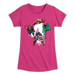 Girls' - Marvel - Avengers Birthday 4 Fitted Short Sleeve Graphic T-Shirt - 1 of 4