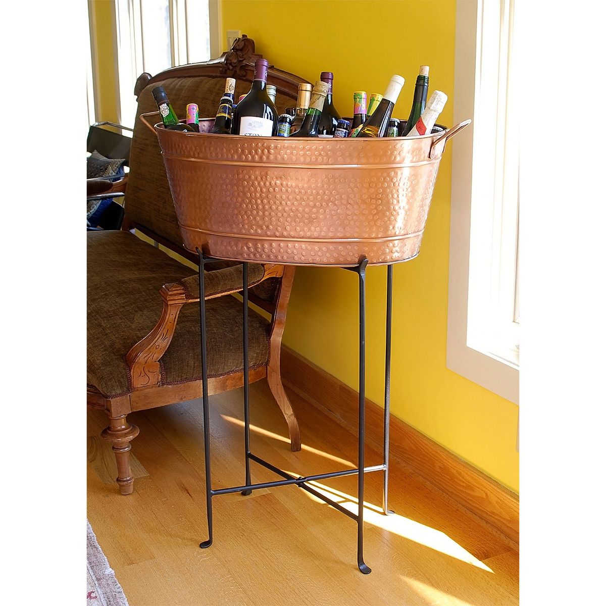Multi-Purpose Folding Floor Iron Stand Black Powder Coat Finish - Achla Designs: Durable Outdoor & Indoor Planter Holder, No Assembly Required - thumbnail 4