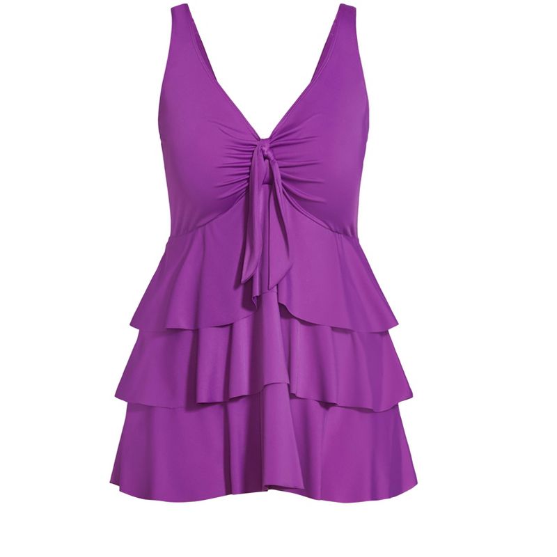 Women's Plus Size Ruffled Tankini Top - bright violet | AVENUE, 4 of 6