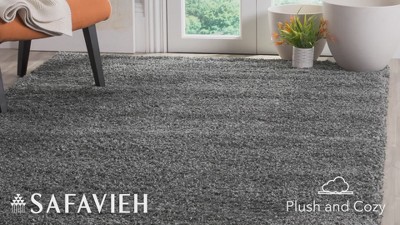 Dark Grey Hand-knotted Synthetic Shag Area Rug, 5'3" x 7'6"