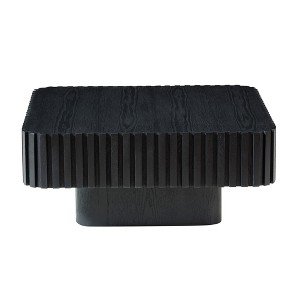 35.43" MDF Handcraft Square Drum Coffee Table with Sturdy Pedestal Base and Easy Assembly - 1 of 4