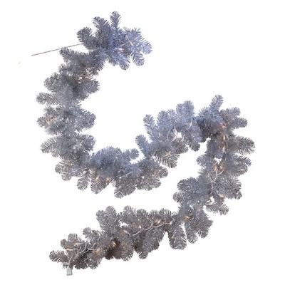 Kurt Adler 9' Pre-Lit Silver Point Pine Garland