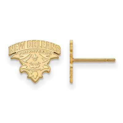 Black Bow Jewelry 14k Yellow Gold New Orleans Privateers NCAA Post Earrings