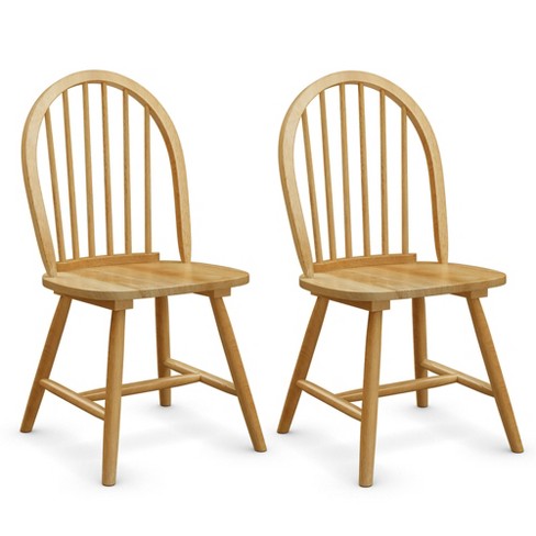 Set Of 2 Vintage Windsor Dining Side Chair Wood Spindleback