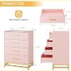 Coucheta 36" Narrow 4-Drawer Dresser - Pink Compact Chest of Drawers with Anti-Tip Design, Space-Saving Cabinet for Bedroom, Living Room or Hallway - 3 of 4