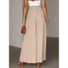 Women's Casual Palazzo Pants with Pockets - Soft Elastic High Waist Solid Color Lounge Wide Leg Pants for All Seasons - 2 of 4