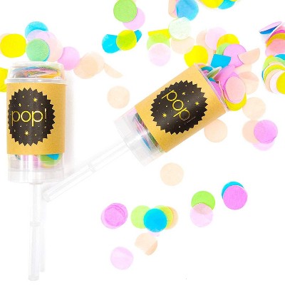 6 Pack Colorful Push Pop Confetti Canons Poppers with 6 Bag Refills, for Wedding Bridal Shower Baby Shower Party Supplies