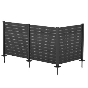 Kozyard 50" W x 48" H Outdoor Privacy Screens Aluminum Post Framed Flat Fence Panels Kit for AC Trash Can Storage - 1 of 4