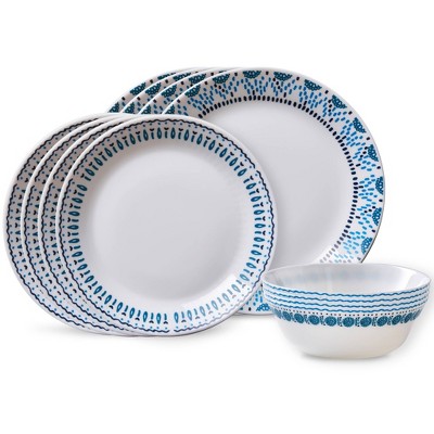 Corelle 12pc Glass Azure Everyday Expressions Dinnerware Set