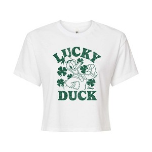 Women's - Disney - Donald Duck St. Patrick's Day Lucky Cropped Graphic T-Shirt - 1 of 4