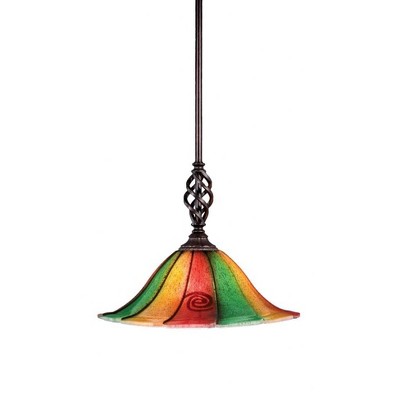 Toltec Lighting Elegante 1 - Light Pendant in  Dark Granite with 14" Mardi Gras Shade