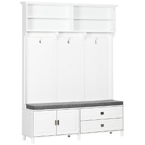 NicBex Hall Tree for Hallway,Modern Coat Racks with Hooks and Shoe Bench,Entryway Furniture for Hallway,Living Room,Bedroom,White - 1 of 4