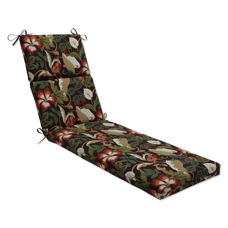 Outdoor Chaise Lounge Cushion - Brown/Green Floral - Pillow Perfect, 1 of 7