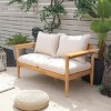 Outdoor Acacia Wood Loveseat,Modern Patio 2-Seater Armrest Sofa with Cushions,Small Space Furniture for Balcony Porch-Koiai - 2 of 4