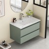 KTMBDW Floating Bathroom Vanity 32 Inch Wall Mounted Bathroom Vanity with Ceramic Basin Sink Bathroom Cabinet with 2 Drawers for Bathroom - 3 of 4