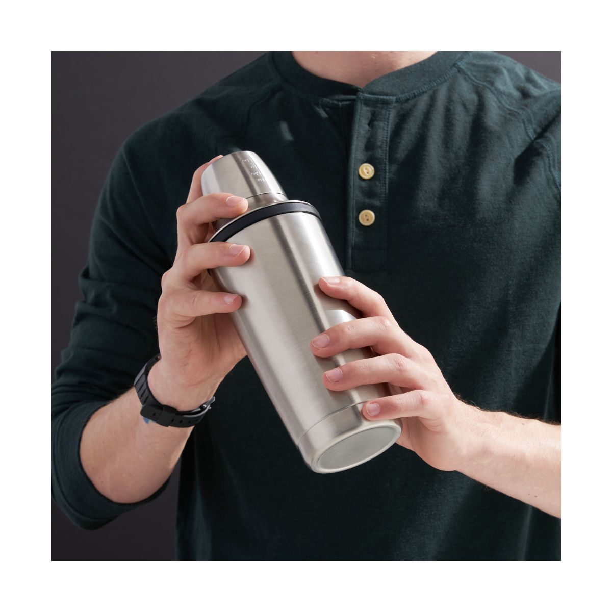 Viski Alchemi 18oz Vacuum Insulated Cocktail Shaker with Citrus Reamer, Jigger Cap, Stainless Steel with Leakproof Silicone Seal, Travel, Bar Gifts - thumbnail 6