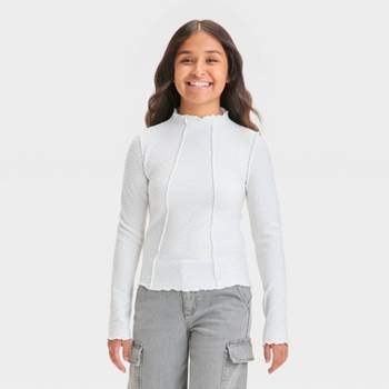 Girls' Long Sleeve Square Neck Top - Art Class™ White Xxl Girls' Long Sleeve Square Neck Top - Art Class™ White Xxl