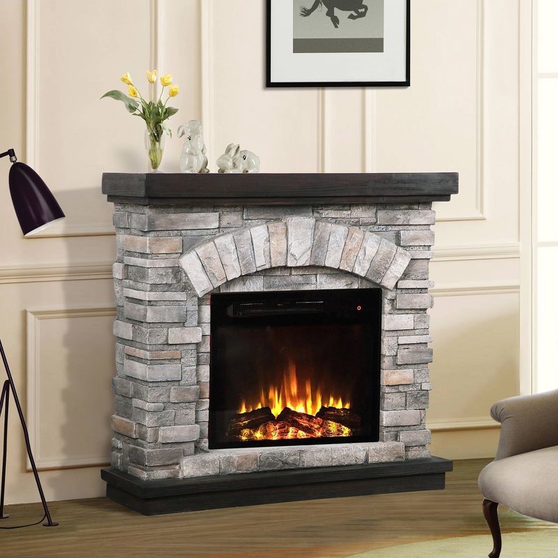 36&#34; Freestanding Electric Fireplace Gray - Home Essentials, 3 of 16