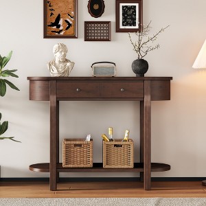 NicBex Elegant Corner-Curved Console Table for Entryway,Sofa Table with 2 Drawers & Bottom Shelf,Foyer Tables for Hallway,Study,Living Room - 1 of 4