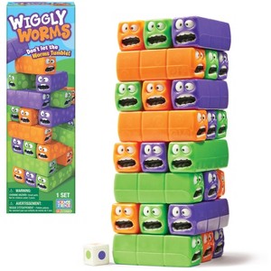 Game Zone Wiggly Worms For 2-4 Players, Ages 3+, Tower Block Stacking Game, Kids & Family Multiplayer - 1 of 4