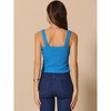 INSPIRE CHIC Women's Square Neck Wide Strap Sleeveless Crop Lettuce Trim Casual Floral Cami Tank Top - 3 of 4