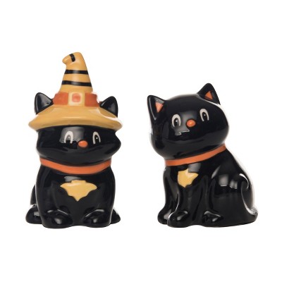 Transpac Ceramic Halloween Cat Salt and Pepper Set of 2 Home Decorations Halloween