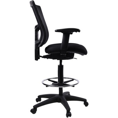Black Mesh Swivel Drafting Stool with Adjustable Arms