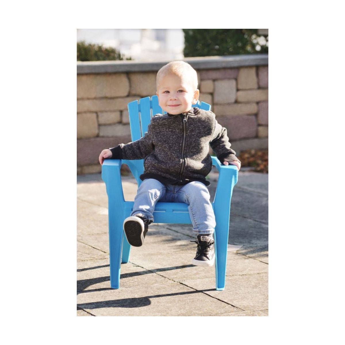 Adams Resin Child-Sized Outdoor Adirondack Stacking Chair, Pool Blue (50lb Capacity) - thumbnail 4