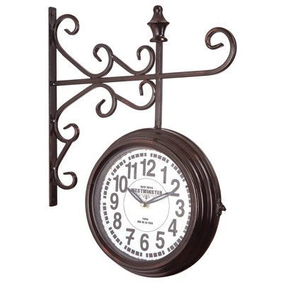 Double Sided Iron Wall Clock Black - Yosemite Home Decor