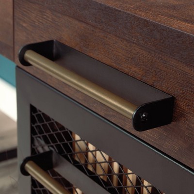 Barrel Oak Wood Desk with Hutch and Storage