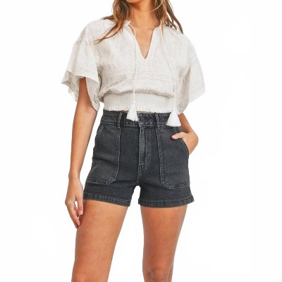 Women's Cargo Utility Shorts - JUST BLACK DENIM