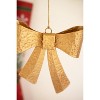 Antique Gold Metal Bow Ornament – 6" H Distressed Metal and Jute Christmas Hanging Decoration, Set of 6 by Kalalou - 3 of 3
