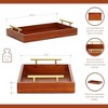 Cheung's Coran Wooden Rectangle Tray Gold Metal Handles - 2 of 4