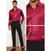 Lars Amadeus Men's Solid Color Point Collar Long Sleeve Button Down Prom Satin Shirts - 4 of 4