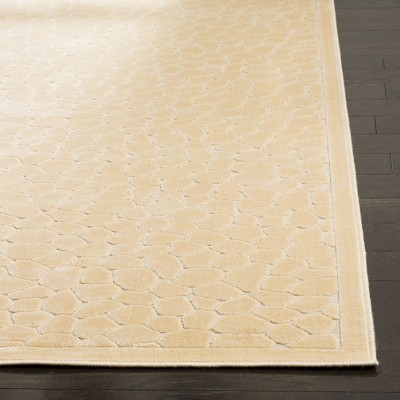 Creme Geometric Tufted Viscose Chenille Area Rug 5'3" x 7'6"