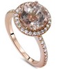 Pompeii3 2ct Morganite & Diamond Halo Vintage Antique Engagement Ring 14K Rose Gold - 2 of 4