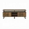 2-Shelf TV Stand with 4 Doors, Industrial Rustic Oak & Black Finish, Water Pipe Design, Cord Management - 3 of 4