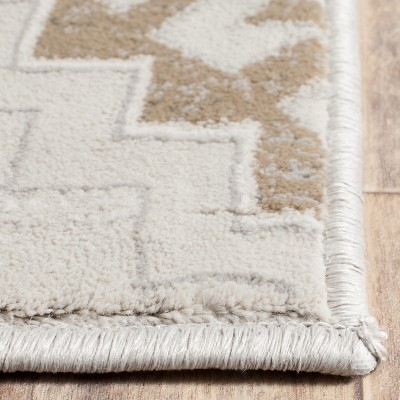 Beige and Cream Rectangular 9' x 12' Reversible Viscose Area Rug