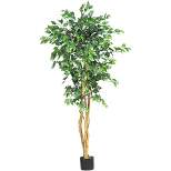 60" Artificial Ficus Tree in Pot Black - Nearly Natural