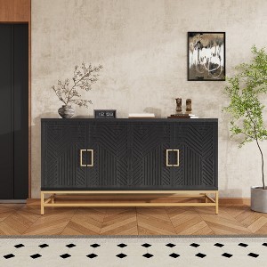 MAYEERTY Sideboard Buffet Cabinet with Storage Adjuatable Shelves Rectangular Metal Handles Legs for Kitchen Living Room Black - 1 of 4