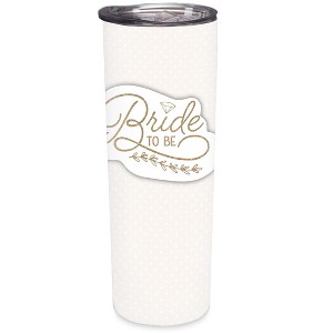 Elanze Designs Bride To Be Glittery Goldtone 20 ounce Stainless Steel Travel Tumbler - 1 of 4
